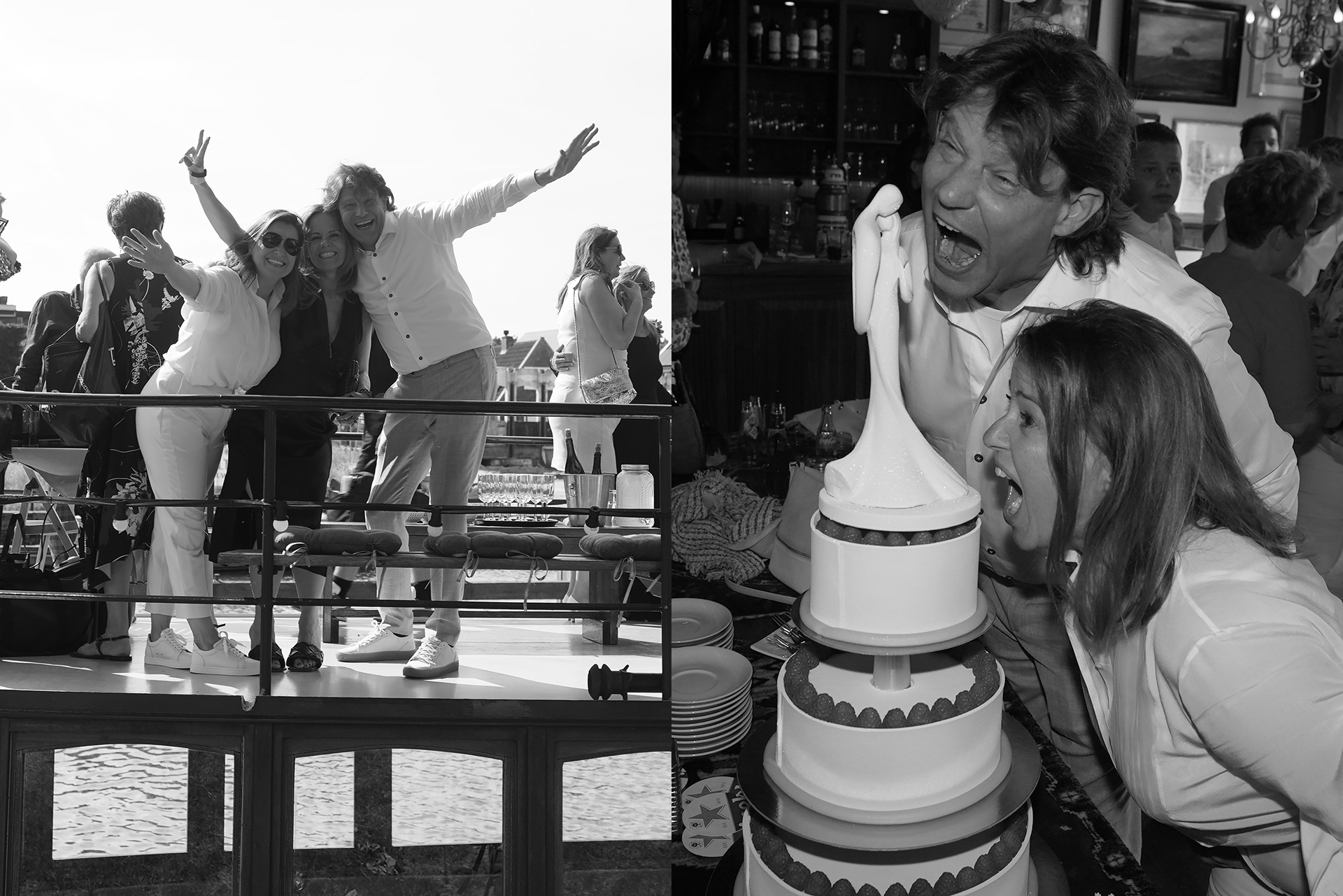 Trouwen bruiloft wedding feest geloften uitspreken trouwfotograaf bruidsfotograaf feest DJ dansen bubbels toast champagne taart reddingcake